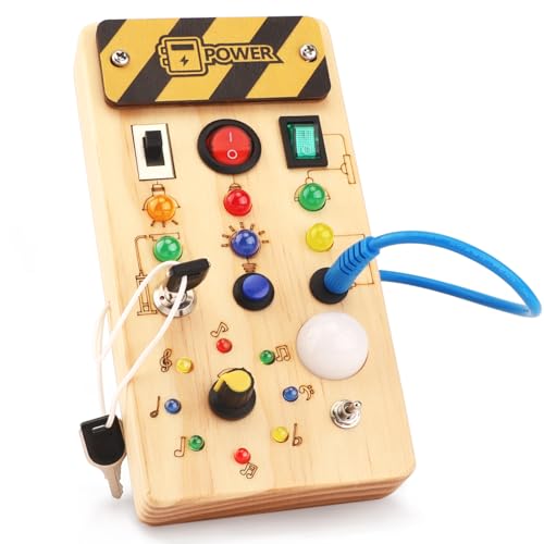 Montessori Busy Board Activity Board ab 1 Jahr Holzspielzeug mit 15 LED Lichtschalterspielzeug Sensorisches Lernspielzeug für Babys und Kleinkinder ab 1 2 3 Jahre Montessori Busy Board Activity Board ab 1 Jahr Holzspielzeug mit 15 LED Lichtschalterspielzeug Sensorisches Lernspielzeug für Babys und Kleinkinder ab 1 2 3 Jahre von Konijiwa
