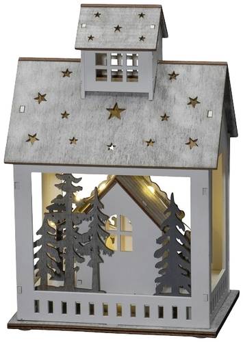 Konstsmide 3278-210 Holz-Figur Haus, Markt Warmweiß LED Warmweiß Timer, mit Schalter von Konstsmide