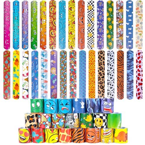 Koogel 30 Stück Schnapparmband Kinder, Bunte Slap Armbänder Slap Bracelet für Birthday Party von Koogel