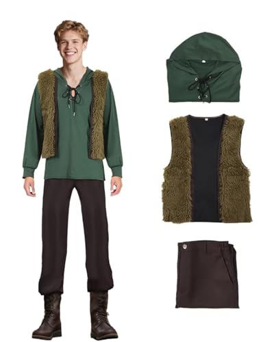 Hiccup Kostüm für Herren, zahnloser Wikinger-Drachenreiter, Rollenspiel-Set – Mittelalter-Shirt, Weste, Hose, Gürtel, Himmelskrieger, Halloween-Party-Outfit Hiccup Kostüm für Herren, zahnloser Wikinger-Drachenreiter, Rollenspiel-Set – Mittelalter-Shirt, Weste, Hose, Gürtel, Himmelskrieger, Halloween-Party-Outfit von Koongso