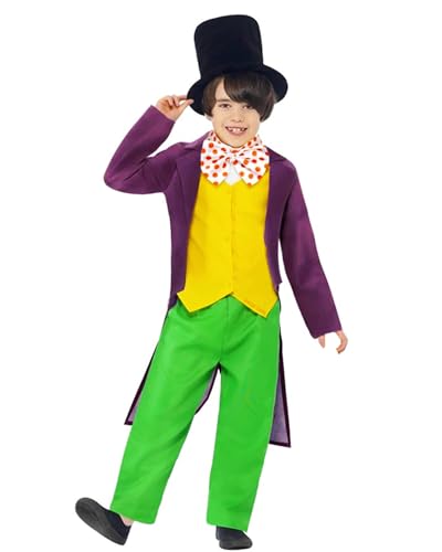 Jungen Schokoladenfabrik Wonka Kostüm, Kinder Wonka Film Schokoladenfabrik Besitzer Halloween Outfit Welttag Verkleidung von Koongso