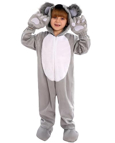 Koala-Kostüm für Kinder, Einteiler, lustiger Tier-Kapuzenoverall für Jungen und Mädchen, Halloween, Cosplay, Motto-Party, Outfit, Bühne, Foto-Requisiten, Heim-Nachtwäsche von Koongso