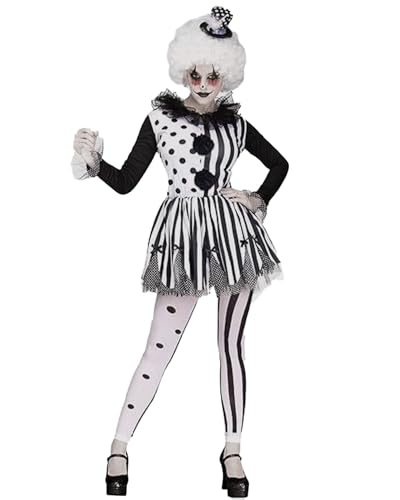 Koongso Creepy Clown Halloween-Kostüm für Erwachsene, gruseliger Killer-Clown, schwarz-weiß, Narren-Cosplay-Kleid von Koongso