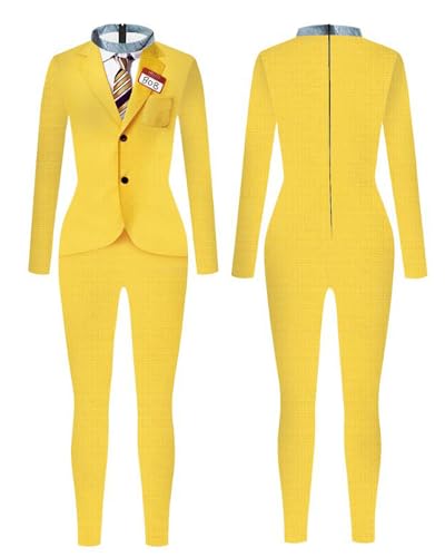 Koongso Erwachsenen-Käfer-Bob-Kostüm, Jumpsuit, Unisex, Herren, Schrumpfer, Bob, 3D-Druck, Skinny-Catsuit, gelbe Jacke, Zentai-Bob, Halloween-Film-Outfit von Koongso