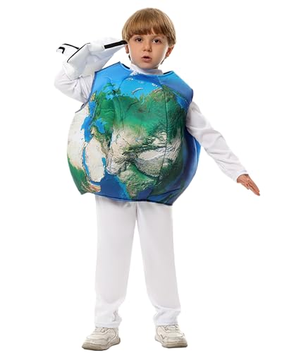 Koongso Kinder-Erd-Kostüm, Unisex, 3D-Globus, Verkleidung, Halloween, Karneval, Rollenspiel, Party, Neuheit, bedrucktes Outfit, Bühnenaufführung, Requisite von Koongso