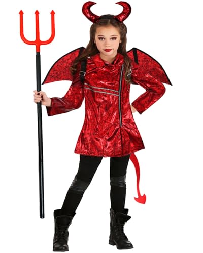 Koongso Kinder Halloween Gruseliges Teufelskostüm Punk Roter Dämon Rollenspiel Outfits mit Zubehör für Jungen Mädchen Karneval Schule Bühne Neuheit Dress Up Party Requisiten von Koongso