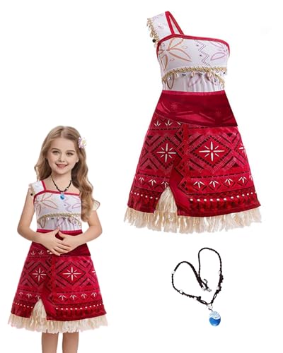 Koongso Kinder Ocean Princess Kostüm, Ozean Abenteuer Prinzessin Dress Up für Mädchen, Prinzessin Quaste Fransen Kleid mit magischer Muschel-Halskette für Geburtstag Weihnachten von Koongso