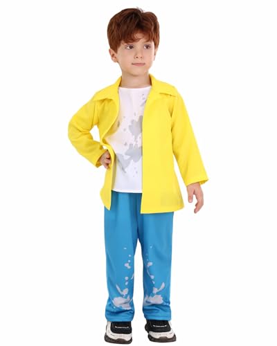 Koongso Schokoladenfabrik Kostüm für Jungen, Charlie Bucket Cosplay, Outfit, Jacke, Hose, goldenes Ticket-Sieger-Kostüm von Koongso