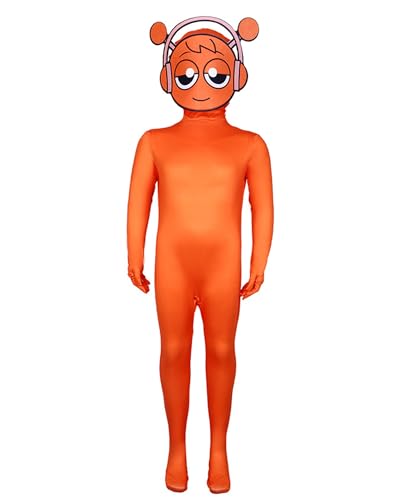 Koongso Sprunki-Kostüm für Kinder, Jungen, Mädchen, Musikabenteuer, Sprunki, Cosplay, Jumpsuit, lustige Sprunki-Spielfiguren, graues Oren-Raddy-Kostüm-Outfit für Fans von Koongso