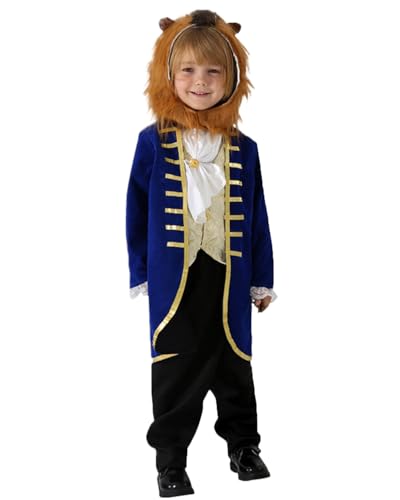 Kostüm für Kinder, Jungen, Motiv: Königlicher Prinz, blaue Jacke mit Hose, flauschiger Kopfschmuck, Halloween, Rollenspiel, Party, Kostüm, Weltbuchtag, Outfit von Koongso