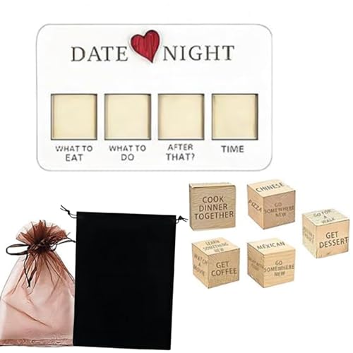 Holz Würfel Set mit Brett und schwarzer Tasche Romantische Date Nacht Ideen Entscheidungswürfel für Sie und Ihn Valentinstag Geschenke Jahrestag Weihnachten Geburtstag Geschenke Paare Geschenkideen von Koorium