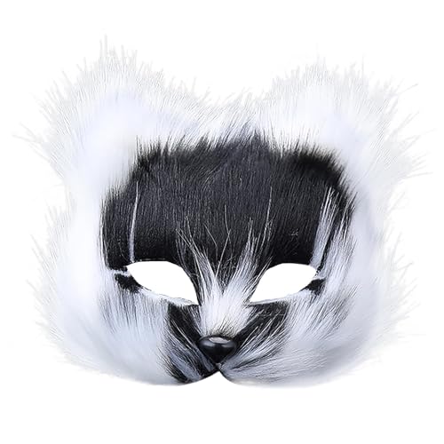 Koorium Therian Maske Katze Maske Fuchs Maske Kostüm Cosplay Wolf Masken Plüsch Faux Maske Halloween Maskerade Cosplay Kostüm Requisiten von Koorium