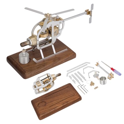 Kopeetechy Stirlingmotor Bausatz, Externer Verbrennungsmotor DIY Montage Sterling Engine Kit, Hubschrauber Modellbausatz Heißluft Sterling Motor Bildung Wissenschaft Kit Spielzeug (Stil1) von Kopeetechy