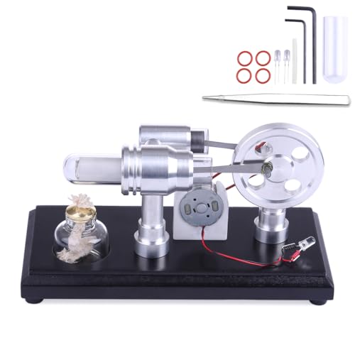 Kopeetechy Stirlingmotor Sterling Engine Kit Heißluft Stirling Motor Modell mit LED-Licht, Bürodekoration, DIY-Pädagogisches Experimentierwerkzeug, Lernspielzeug Lehrer, Erwachsene und Kinder von Kopeetechy