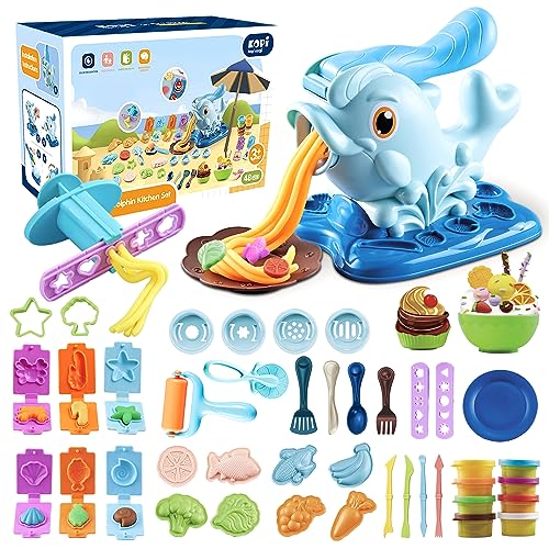 Kopi Corgi Knete Set Knetwerkzeug für Kinder,48Stück Knete Zubehör mit Spielknete Nudelmaschine,Knetwerkzeuge,Knetzubehör,8Knetmasse,Knete Küche Spielzeug Lernspielzeug Geschenk für Kinder ab 3+Jahre von Kopi kopi corgi