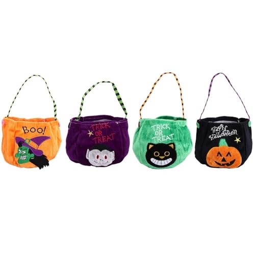 Halloween Trick or Treat Tasche 4 Stück Halloween Süßigkeiten Taschen Tragbare Geschenk Aufbewahrung Eimer Trick or Treat Ornament Halloween Tragetasche Halloween Party Dekor von Kopida