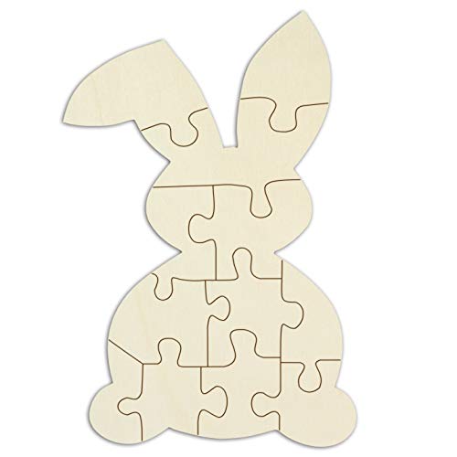 Holzpuzzle „Hase“ zum bemalen und verzieren - 12 Teile, ca. 29 x 19,5 cm - leeres Puzzle aus Schichtholz inkl. Puzzlevorlage von Kopierladen Karnath GmbH