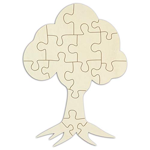 Holzpuzzle Baum selbst gestalten und verzieren - 15 Teile, 29 x 21 cm - personalisierbares Puzzle aus Holz in Form eines Baumes von Kopierladen Karnath GmbH