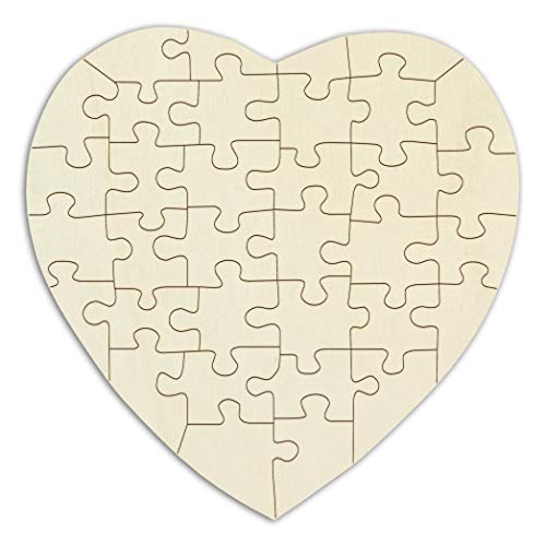 Herz-Puzzle aus Holz zum selbst gestalten und bemalen - 34 Teile, ca. 15 x 15 cm - personalisierbares Holzpuzzle in Herzform von Kopierladen Karnath GmbH