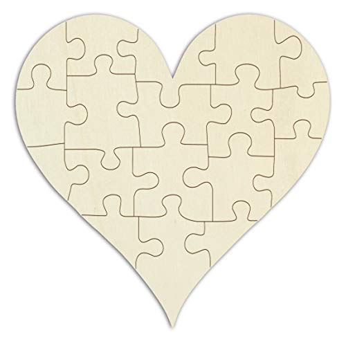 Holzpuzzle Spitzes Herz zum Bemalen und selbst gestalten - 18 Teile, 29 x 29 cm - personalisierbares Herz-Puzzle aus Schichtholz von Kopierladen Karnath GmbH