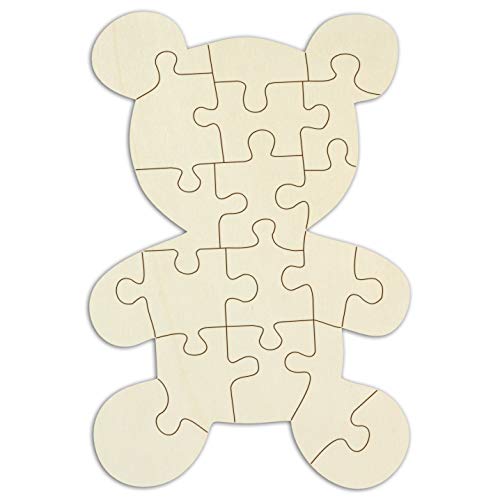 Holzpuzzle Teddy zum selbst gestalten und bemalen - 19 Teile, 29 x 19,5 cm - personalisierbares Puzzle aus Holz von Kopierladen Karnath GmbH