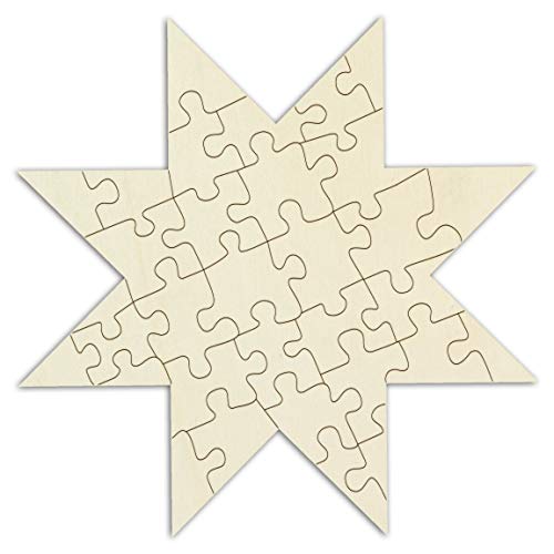 Personalisierbares Holzpuzzle Stern zum selbst gestalten und bemalen - 32 Teile, 29 x 29 cm - Puzzle aus Holz in Sternform von Kopierladen Karnath GmbH