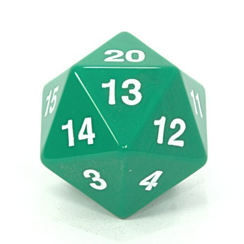 Koplow 55 mm Jumbo d20 undurchsichtige Countdown-Würfel, grün mit weiß von Koplow Games. von Koplow Games