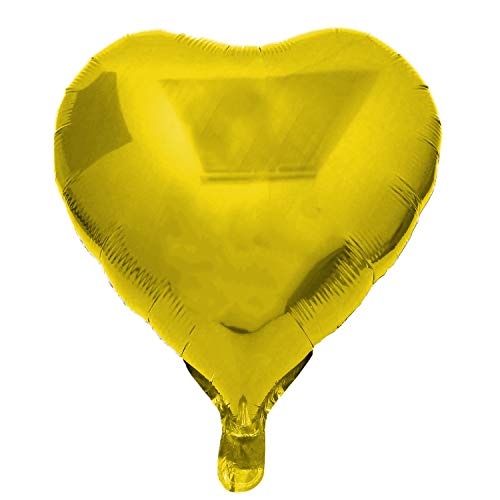 Kopper-24 Folienballon Herz 45 cm Luftballon Hochzeit Helium Ballon 18 Zoll Heliumballon Heart Love Valentinstag Herzballon XL Geburtsatag Party Deko Dekoration bunt JGA Folie Sterne (Gold) von Kopper-24