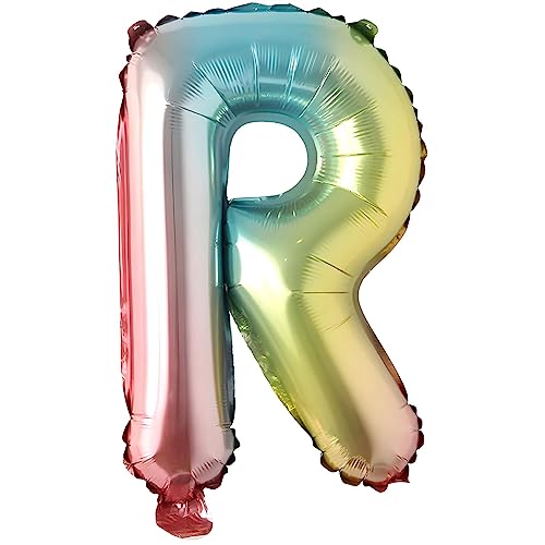 Folienballons Buchstaben Bunt Regenbogenfarben - 40 cm für Geburtstag Hochzeit Party Dekoration Happy Birthday JGA Geschenk Luftballon Abschluss ABI groß XXL klein Mädchen Jungen (40 cm - R) von Kopper-24