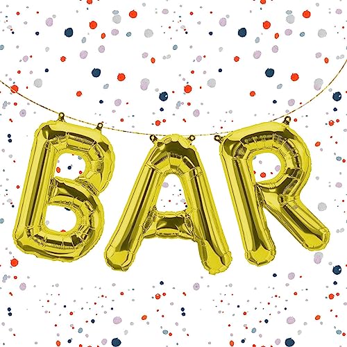 Kopper-24 Folienballon-Set Bar in Gold, 40 cm - Tolle Deko für Cocktailpartys, Geburtstage & Events - Stilvoller Schriftzug für Deine Hausbar von Kopper-24