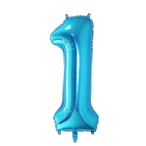 Kopper-24 Folienballon Zahl 1, ca. 80 cm, blau, für Luftbefüllung - Luftballon XXL Nummer Riesen Ballon Zahlenballon Mädchen Junge Deko Riesenzahl Party Hochzeit Kindergeburtstag zum Geburtstag von Kopper-24