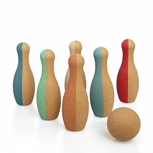 Korko Bowling-Set „Little Skittles” aus Kork mit 7 Teilen, ab 18 Monaten von Korko