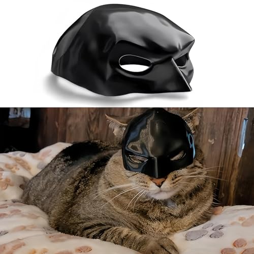 Korsaot Katzenmaske, Lustige Batman Maske für Katzen, Katzenbekleidung für Halloween oder den täglichen Spaß, Haustierkleidung für Die Tägliche Unterhaltung (Schwarz) von Korsaot