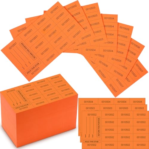 Kosiz 1000 Blatt 15 Gebote Tombola-Tickets Chinesische Auktionstickets Blätter Auktion Spendenaket nummeriert mit Namen und Telefonnummer pro Blatt Tombola-Tags für stille Auktion (Orange) von Kosiz