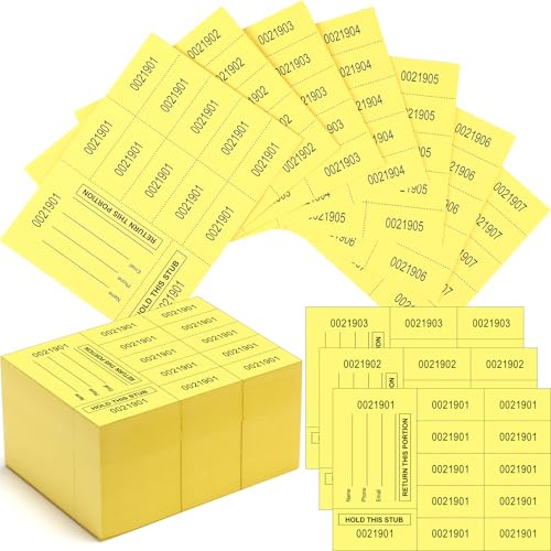 Kosiz 300 Blatt Tombola-Tickets für chinesische Auktionskarten, Korb, Tombola-Tickets für stille Veranstaltungen, Spendenaktionen, Klassenzimmer, Schulpreis (Dunkelgelb, 10 Angebote) von Kosiz