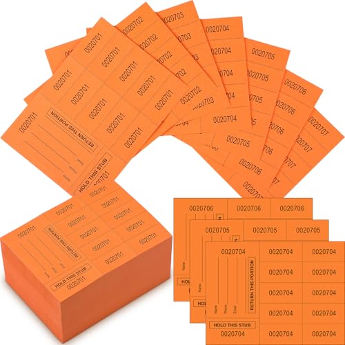 Kosiz 300 Blatt Tombola-Tickets für chinesische Auktionskarten, Korb, Tombola-Tickets für stille Veranstaltungen, Spendenaktionen, Klassenzimmer, Schulpreis (Orange, 10 Angebote) von Kosiz