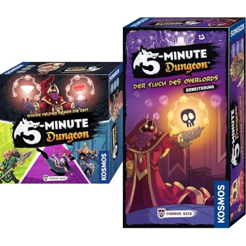 KOSMOS 5-Minute Dungeon Bundle mit der Erweiterung Der Fluch des Overlords, Wahre Helden gegen die Zeit, temporeiches Gesellschaftsspiel für die Familie ab 8 Jahre, für 2-6 Personen, Brettspiel von KOSMOS