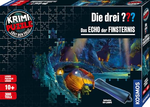 Die DREI ??? - Krimi Puzzle - Das Echo der Finsternis von KOSMOS 684464, 300 Teile, Leuchtet im UV-Licht, mit UV-Lampe, Lesen, Puzzeln, Rätsel lösen, Detektiv Puzzle ab 10 Jahre von Kosmos