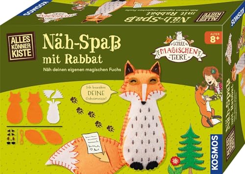 Kosmos 604677 Die Schule der magischen Tiere Nähspaß mit Rabbat, AllesKönnerKiste Nährset für Kinder,Bastelset ab 8 Jahren Nähen für Kinder mit Fuchs Rabatt aus den Schule der magischen Tiere Büchern von Kosmos