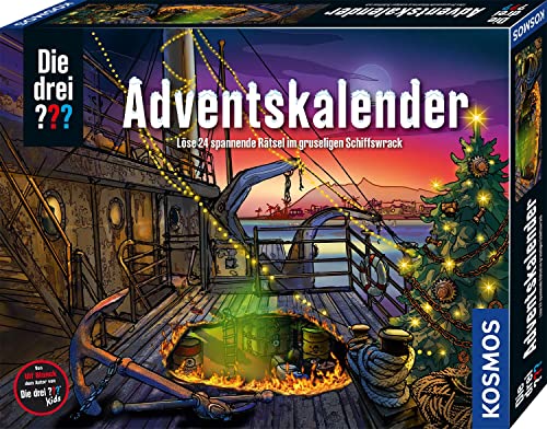 Die drei ??? Adventskalender von KOSMOS 632441, Löse die 24 spannenden Rätsel im gruseligen Schiffswrack, Spielzeug- und Rätsel-Adventskalender 2022 für Detektive, für Kinder ab 8 Jahren von Kosmos