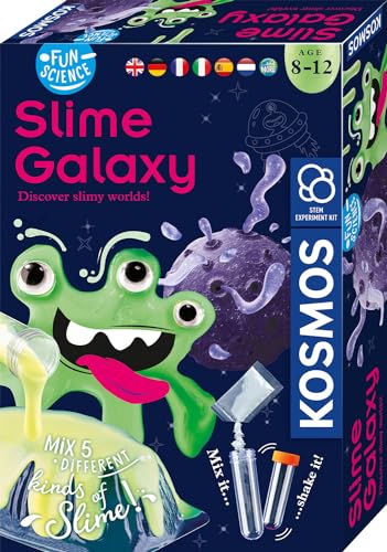 KOSMOS 617196 Fun Science - Schleim-Galaxie, Mixe fünf Verschiedene Schleim-Arten, Experimentierset für Einsteiger und Kinder ab 8 Jahre, Komplett-Set zum Glibber selber Machen, Mehrsprachig von Kosmos