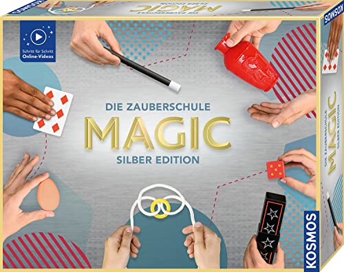 Kosmos 601799 MAGIC Die Zauberschule - Silber Edition, schnell Zaubern Lernen, 35 Zauber Tricks, viele Zauber Utensilien, Zauberkasten für Kinder ab 8 Jahre und Einsteiger, Magie in 3 Level von Kosmos