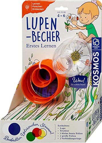 Kosmos 602345 Erstes Lernen: Lupen-Becher, inkl. Zubehör, Forschen und Spielen, für Kinder ab 4 Jahre, Forscher-Set, Lernspielzeug für drinnen und draußen, Experimentierset für Kindergarten-Kinder von Kosmos