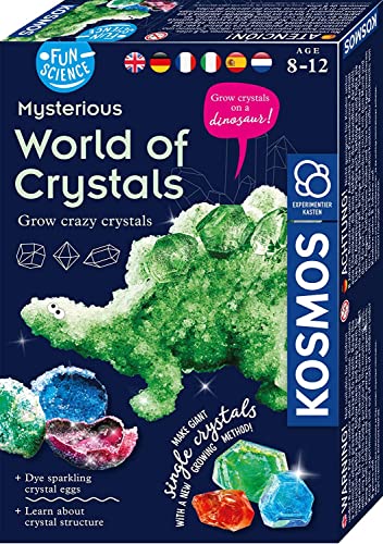 KOSMOS 616571 Fun Science - Geheimnisvolle Kristallwelt mehrsprachige Version (DE, EN, FR, IT, ES, NL) Verrückte Kristall-Objekte selbst züchten, Experimentierset für Kinder von Kosmos