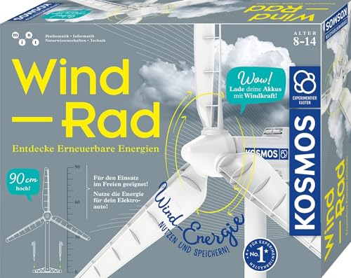 KOSMOS 621087 Wind-Rad, Entdecke erneuerbare Energien. Bausatz für Windrad zur emmissionsfreien Stromerzeugung. Experimentierkasten für Kinder ab 8-14 Jahre, optimal für den Einsatz im Freien von Kosmos