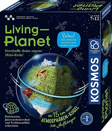 KOSMOS 637255 Living Planet, Erschaffe deine eigene Mini-Erde, Gewächshaus, Experimentierkasten für Kinder, Biosphäre, Botanik und Biologie für Kinder ab 8 Jahren, von Kosmos