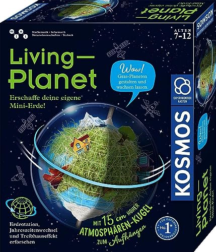 KOSMOS 637255 Living Planet, Erschaffe Deine eigene Mini-Erde, Gewächshaus, Experimentierkasten für Kinder, Biosphäre, Botanik und Biologie für Kinder ab 8 Jahren, von Kosmos