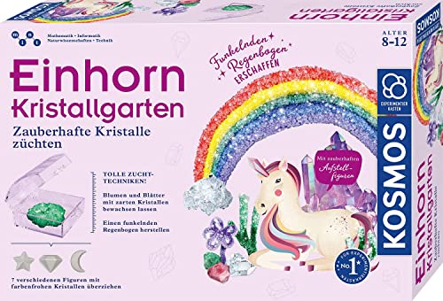 KOSMOS 643690 Einhorn Kristallgarten, Zauberhafte Kristalle züchten, Gips-Figuren mit Kristallen überziehen, Amazon Exklusiv, Experimentierkasten für Kinder ab 8 Jahren von Kosmos