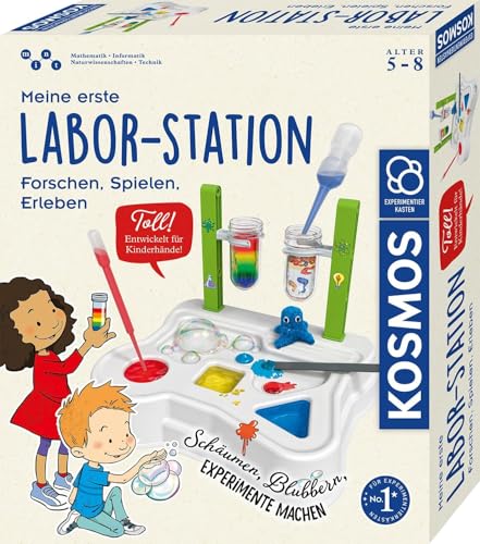 KOSMOS 645632 Meine erste Laborstation, Experimentierkasten für Kinder ab 5 Jahre, kindgerechter Chemiebaukasten mit anschaulich erklärten Experimenten von Kosmos