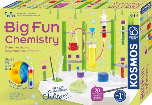 KOSMOS 645649 Big Fun Chemistry - Die verrückte Chemie-Station, Experimentierkasten für Kinder ab 8 Jahre, glibbriger Schleim, blubbernde Flüssigkeiten, Chemiebaukasten für Kinder von Kosmos